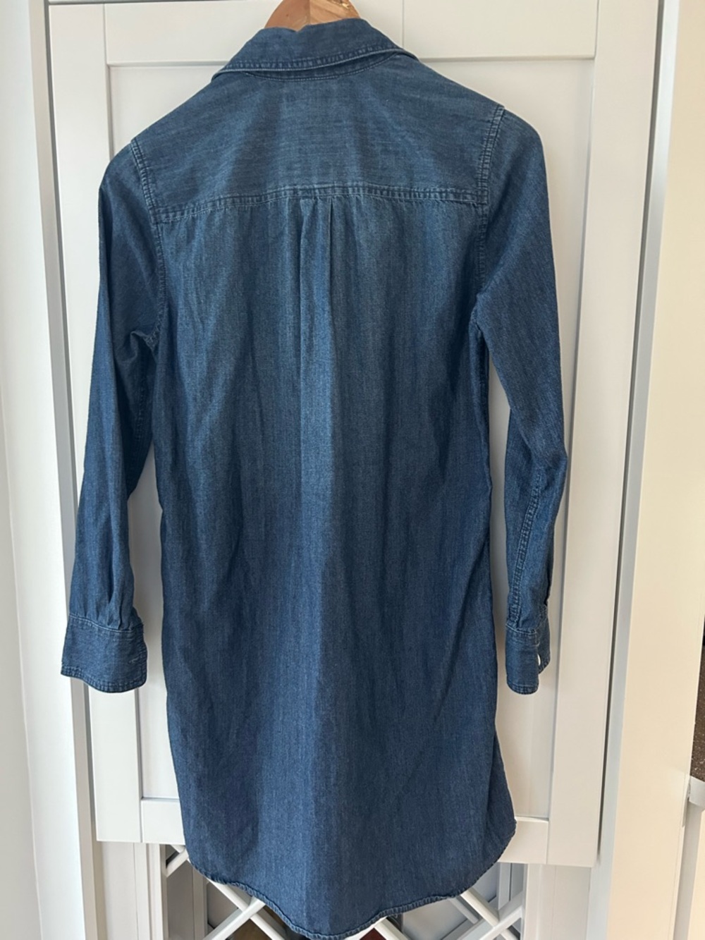 J. Crew Women's Size 2 Chambray Denim 3/4 Sleeve Mini Shirt Dress Tunic - Picture 4 of 4